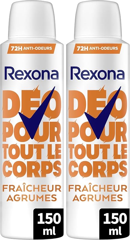 Rexona - Deodorant for the Whole Body - Spray - 72h Protection - Citrus Freshness - 150ml (Pack of 2)