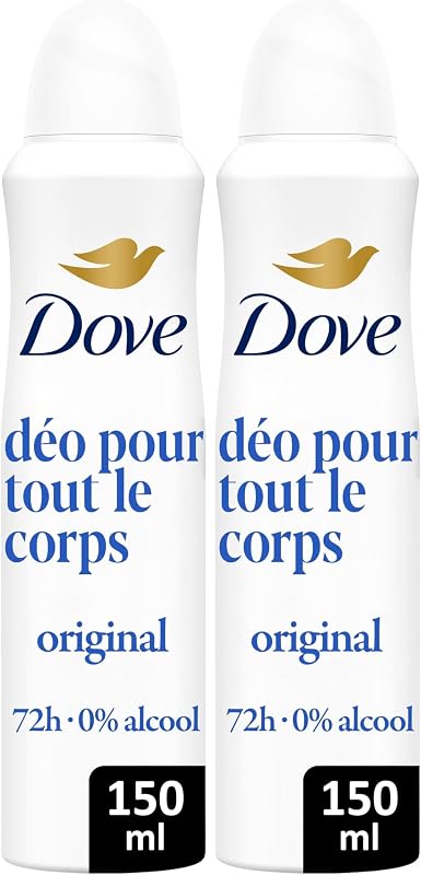 DOVE Original Whole Body Deodorant Spray - Anti Odour and White Traces 72h - Designed for Sensitive Skin - 150