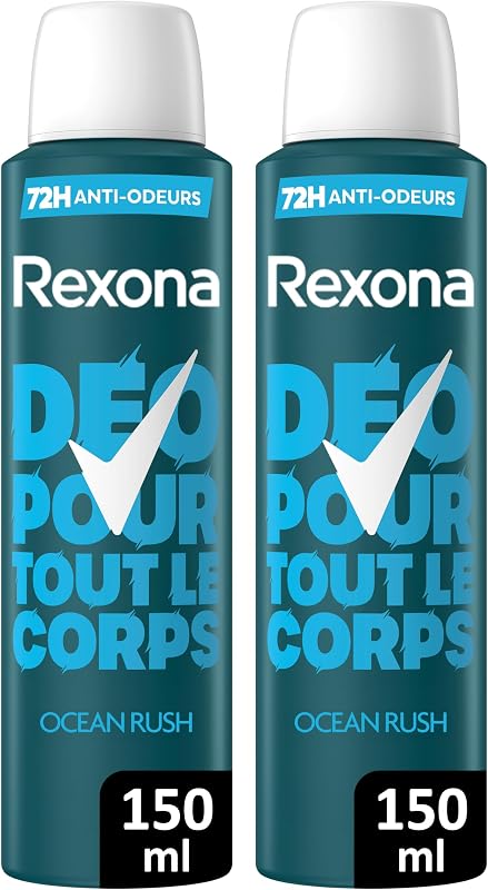 Rexona Men All Body Deodorant Spray 72H - Ocean Rush - 150 ml (Pack of 2)